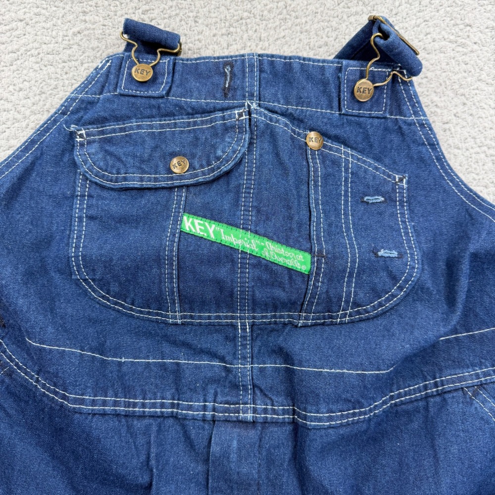 Key Imperial Mens Blue Denim Bib Overalls Workwear‎ 46x29 Dark Wash Carpenter